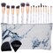Marble Makeup Brushes Set with 15 Pieces Brush, 2 Powder Puff and Cosmetic Travel Pouch